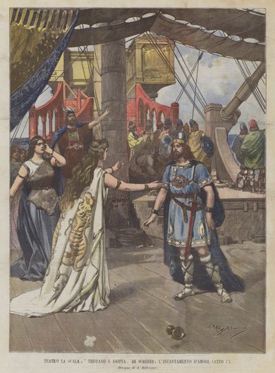 Teatro La Scala, Tristan und Isolde, von Wagner; Der Liebeszauber (Akt I) von Achille Beltrame