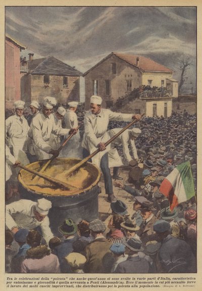 Unter den Feierlichkeiten der Polenta, die auch dieses Jahr in verschiedenen Teilen Italiens stattfanden... von Achille Beltrame