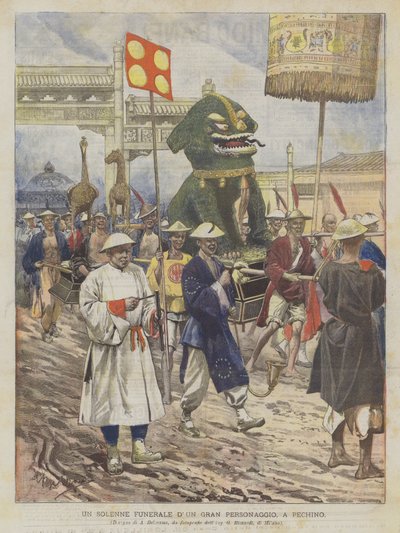 Ein feierliches Begräbnis einer großen Persönlichkeit in Peking von Achille Beltrame