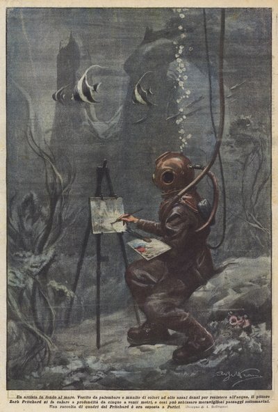 Ein Künstler auf dem Meeresgrund von Achille Beltrame