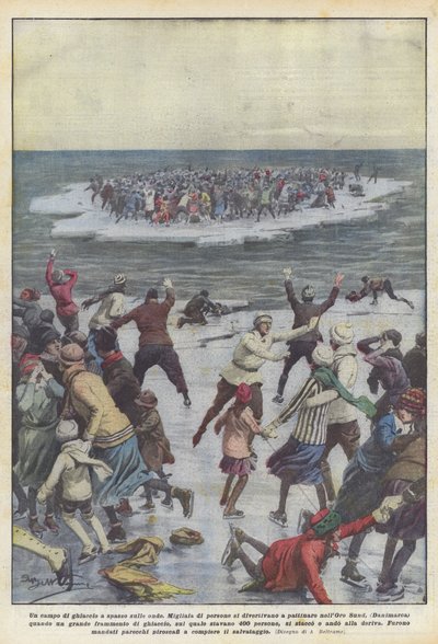 Ein Eisfeld, das auf den Wellen treibt von Achille Beltrame