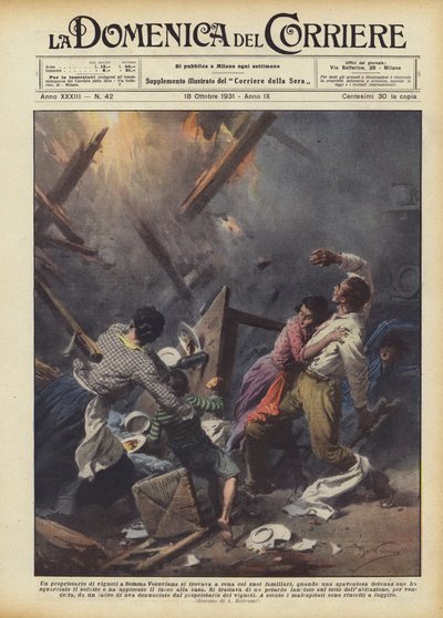 Ein Weinbergbesitzer in Somma Vesuviana war beim Abendessen mit seiner Familie? von Achille Beltrame
