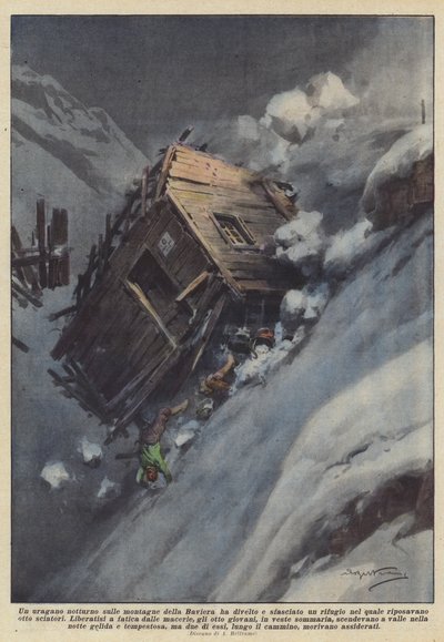 Ein nächtlicher Hurrikan in den bayerischen Bergen hat eine Hütte zerstört, in der von Achille Beltrame