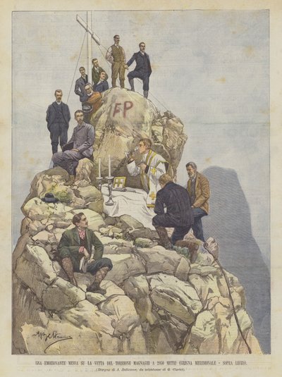 Eine aufregende Messe auf dem Gipfel des Torrione Magnaghi auf 2050 Metern (Grigna Meridionale, oberhalb von Lecco) von Achille Beltrame