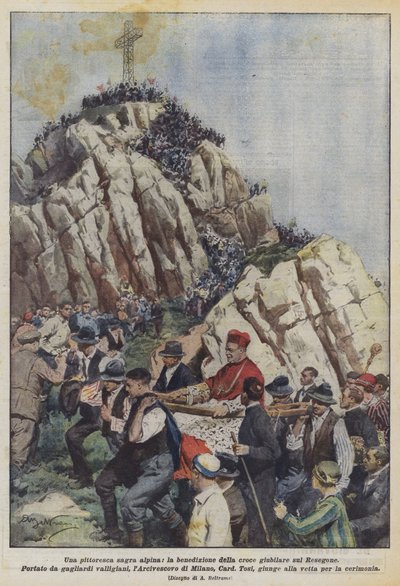 Ein malerisches alpines Fest, die Segnung des Jubiläumskreuzes auf dem Resegone von Achille Beltrame