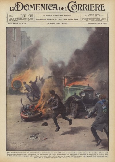 Ein schrecklicher Zusammenstoß zwischen Fahrzeugen hat den Verkehr für mehrere Stunden unterbrochen... von Achille Beltrame