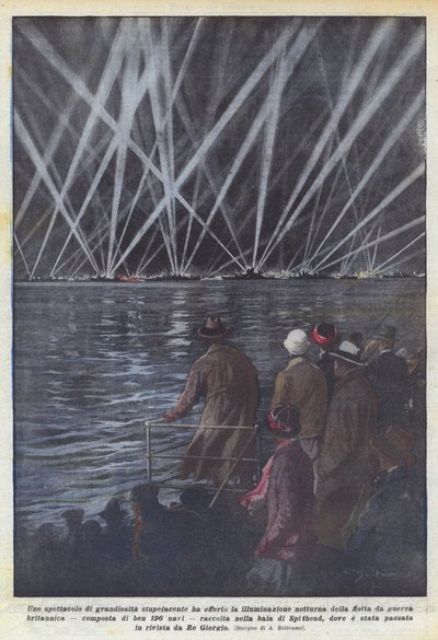 Ein atemberaubendes Schauspiel bot die nächtliche Beleuchtung der Flotte... von Achille Beltrame