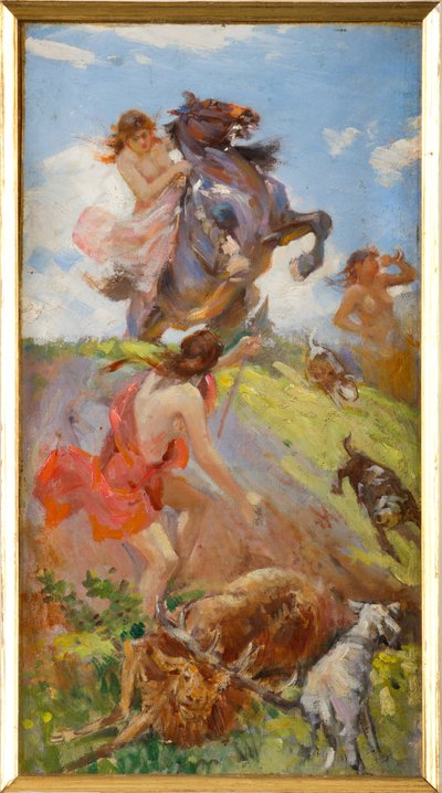 Amazonen jagen einen Hirsch von Achille Boschi