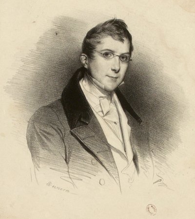 Porträt eines jungen Unbekannten mit Brille von Achille Devéria