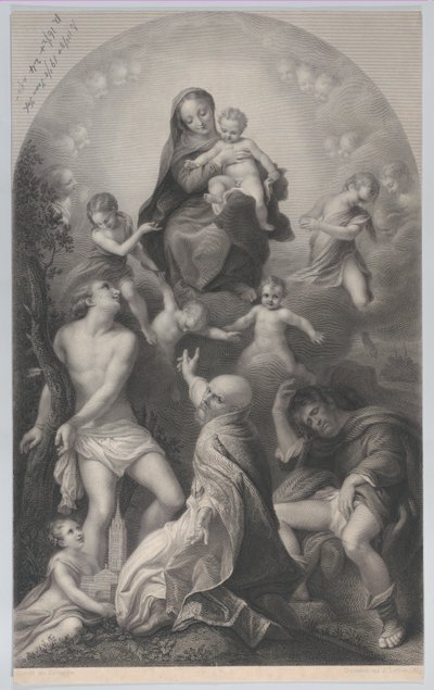 Die Madonna des heiligen Sebastian, mit der Jungfrau und dem Kind, umgeben von Engeln, 1847 von Achille Désiré Lefèvre