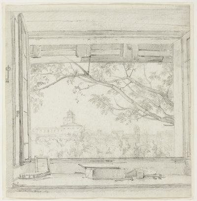 Blick auf die Villa Medici und Sta Trinità dei Monti aus Ingres