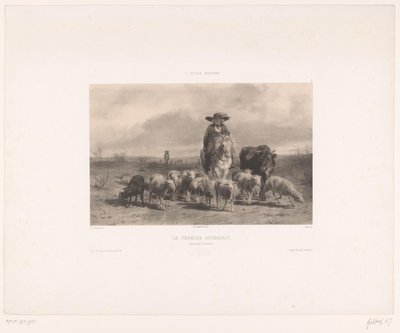 Bauer mit Rind und Schafen aus der Auvergne Drucke nach Gemälden aus der modernen Schule L