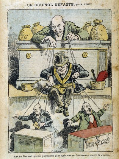 Die Macht des Geldes manipuliert den Freimaurer, der die gewählten Vertreter des Senats und der Versammlung manipuliert von Achille Lemot