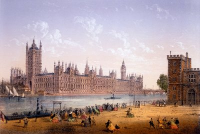 Häuser des Parlaments vom Südufer, Druck von Ch. Riviere, 1862 von Achille Louis Martinet