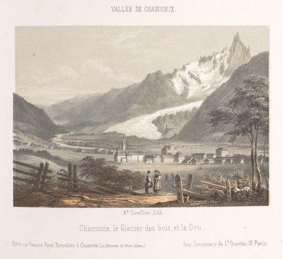 Ansicht der Aiguille de Bionnassay mit Gletscher von Ad. Cuvillier