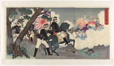 Darstellung unserer Armee, die die Chinesen bei Pyongyang besiegt von Adachi  Ginkō