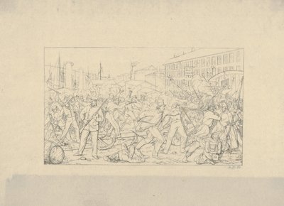 Schlacht in Baltimore, 19. April 1861 aus Confederate War Etchings von Adalbert John Volck