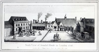 Nordansicht des Arundel House in London, geätzt von Wenceslaus Hollar, 1646 und veröffentlicht 1792 von Adam Alexius Bierling