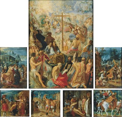 Der Frankfurter Kreuzaltar (Die Auffindung und Verherrlichung des Wahren Kreuzes) von Adam Elsheimer