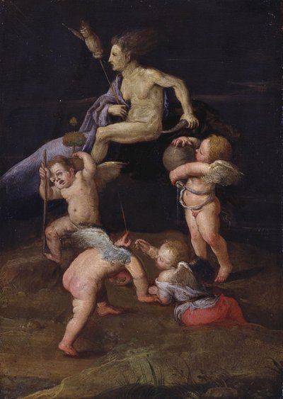 Hexe reitet rückwärts auf einer Ziege von Adam Elsheimer