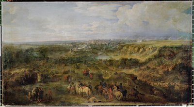 Ansicht der Stadt Luxemburg, Seite der Mansfeld-Bäder von Adam Frans van der (circle of) Meulen
