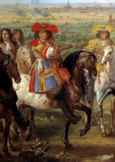 König Ludwig XIV. vor der Priorin von Fives bei der Belagerung von Lille im August 1667 (Detail) von Adam Frans van der Meulen