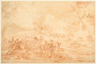 Landschaft mit einem Angriff auf einen Konvoi von Kutschen von Adam Frans van der Meulen