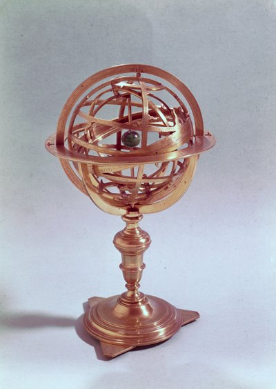 Armillarsphäre nach dem ptolemäischen System, Rom, 1648 von Adam Heroldt
