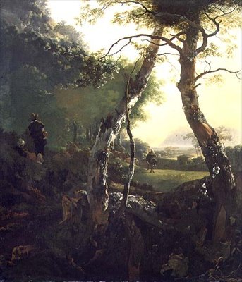 Eine italienische bewaldete Landschaft mit Figuren und Vieh von Adam Pynacker