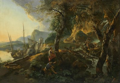 Landschaft mit einstürzender Brücke von Adam Pynacker