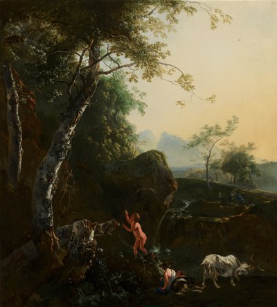 Gebirgslandschaft mit Wasserfall von Adam Pynacker