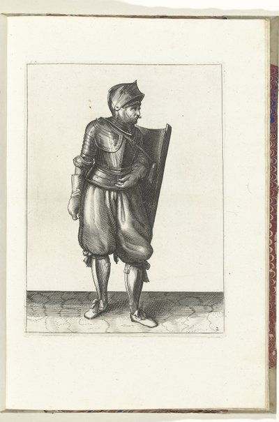 Die Übung mit Targe und Rapier: Der Soldat bringt die Targe von hinten über die linke Schulter (Nr. 2), 1618 von Adam van Breen