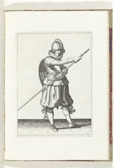 Die Übung mit Schild und Spieß: Der Soldat bringt den Spieß mit beiden Händen wieder in Position (Nr. 29), 1618 von Adam van Breen