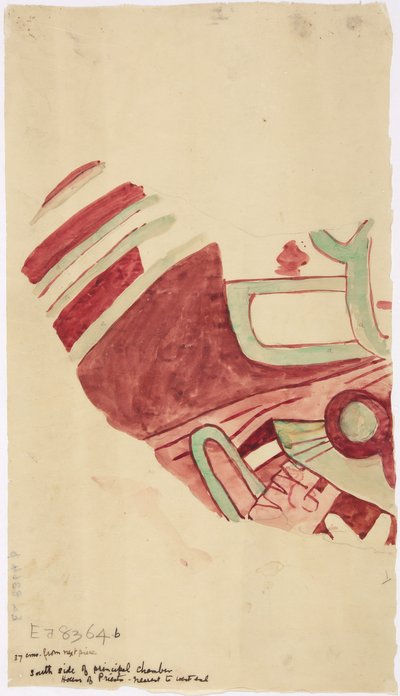 Kopie eines Fragments eines Wandgemäldes aus Teotihuacan, Bundesstaat Mexiko von Adela Breton