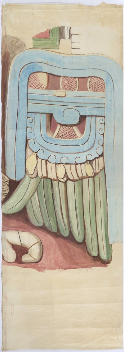 Kopie der Stuckfassade des Tempels auf der Pyramide in Acanceh, Maßstab 1:1 von Adela Breton