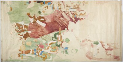 Abzeichnung eines Wandgemäldes von der Ostwand, Nordende, Oberer Tempel der Jaguare, Chichen Itza, Mexiko von Adela Breton