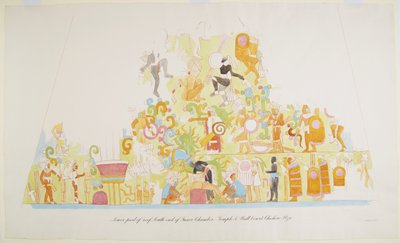 Wandmalerei aus dem unteren Teil des Daches, Südende der inneren Kammer, Tempel A, Chichen Itza, Mexiko von Adela Breton