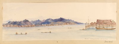 Borneo - Blick vom Haus auf den Fluss, aus West Indies, North American and Borneo scrapbook, ca. 1845 von Admiral Sir Edward Gennys Fanshawe