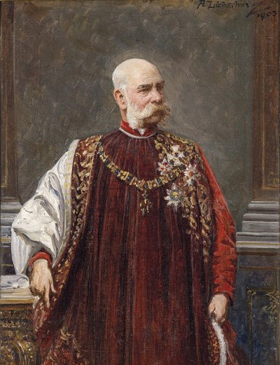 Porträt von Franz Joseph I. von Österreich als Großmeister des Goldenen Vlieses, 1903 von Adolf Liebscher