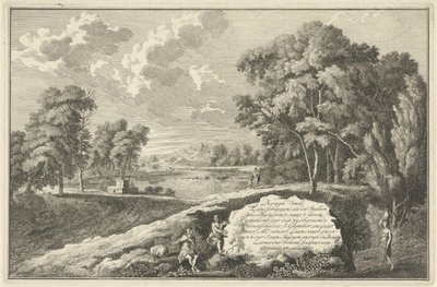 Arkadische Flusslandschaft mit Frau und Kind von Adolf van der Laan