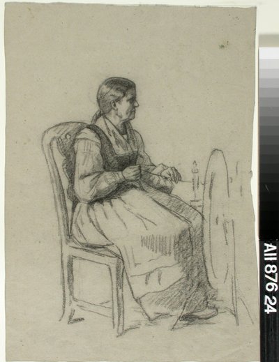 Spinnende Frau von Adolf von Becker