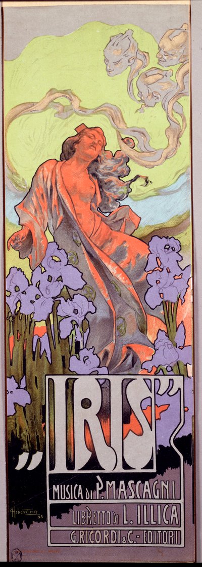 Iris Oper komponiert von Pietro Mascagni und italienisches Libretto von Luigi Illica (1898). Plakat illustriert von Adolfo Hohenstein (1854-1928) 1910 von Adolfo Hohenstein