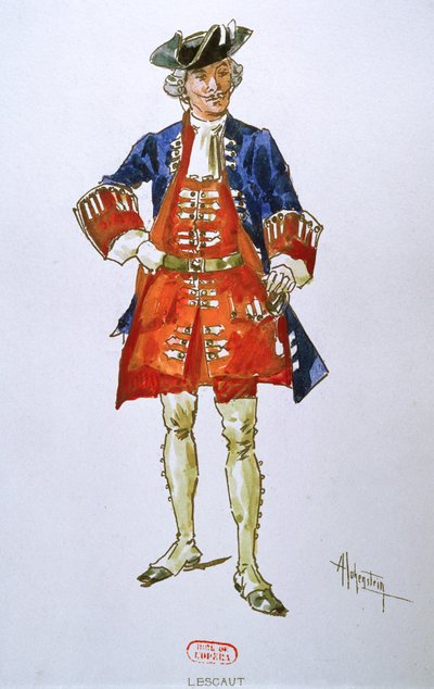 Männliches Kostümdesign für die Oper Manon Lescaut von Giacomo Puccini (1858-1924) von Adolfo Hohenstein