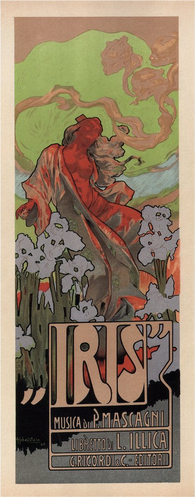Plakat für die Oper Iris von Pietro Mascagni, 1898 von Adolfo Hohenstein