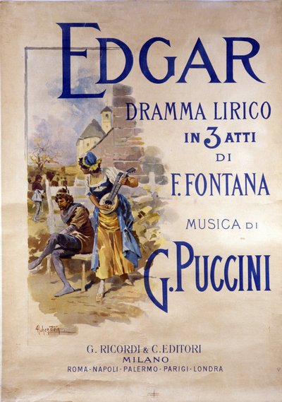 Plakat für die Oper „Edgar“ des Komponisten Giacomo Puccini (1858-1924) von Adolfo Hohenstein von Adolfo Hohenstein