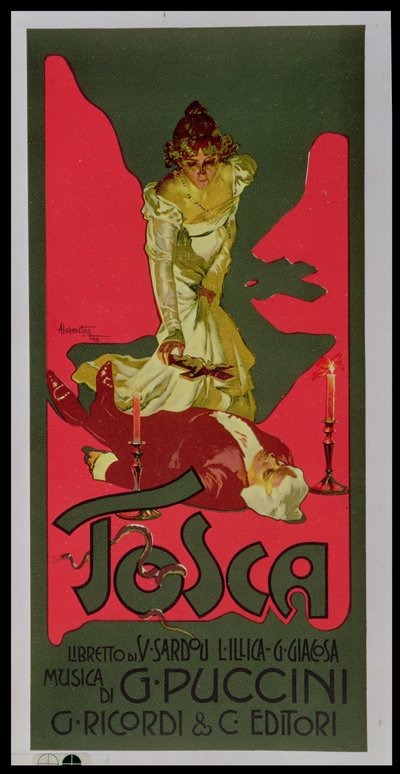 Tosca, Plakat zur Werbung für eine Aufführung von Adolfo Hohenstein