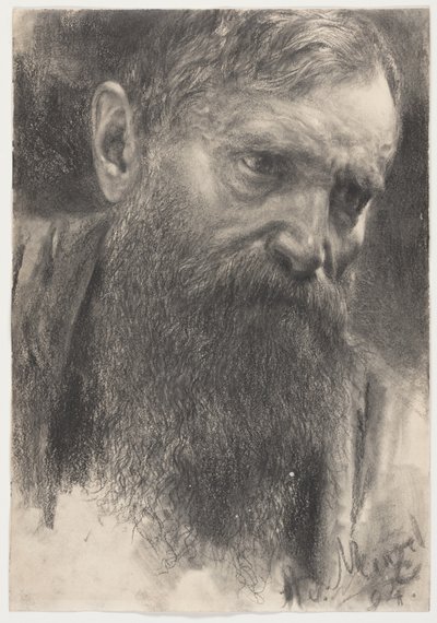 Kopf eines bärtigen Mannes im Halbprofil von Adolph Menzel