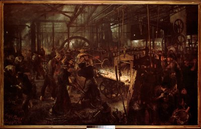 Metallurgie: „Das Walzwerk, Arbeit in der Schmiede“ von Adolph Menzel