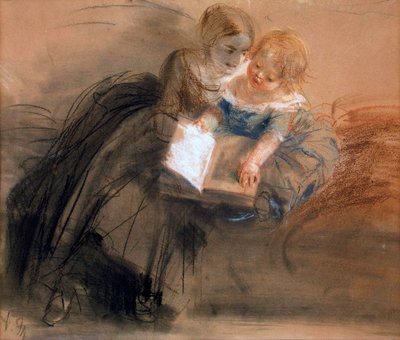 Junge Frau mit einem Kind, zwischen 1844 und 1850 von Adolph Menzel