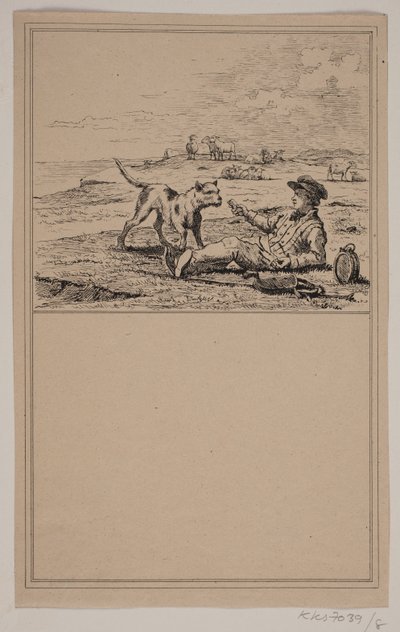 Der Hirte und der Hund. Nr. 7 in Chr. Winther und M. Rørbye, 25 Bilder für kleine Kinder von Johan Adolph Kittendorff